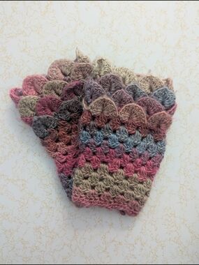 Handcrafted Multicolor Crochet Fingerless Mitts - Soft Pastel Palette